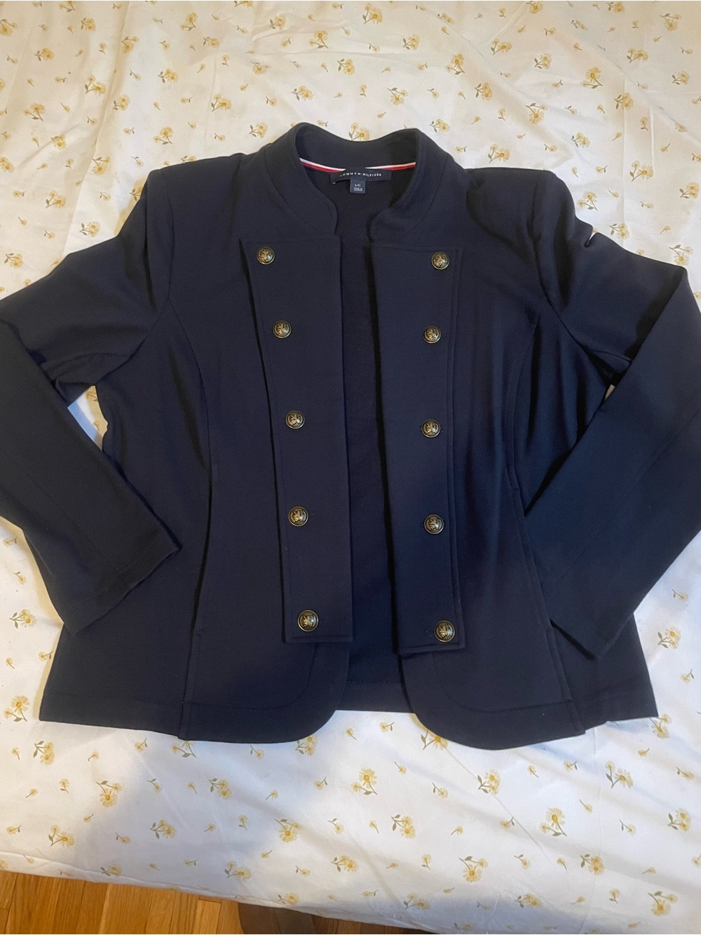 Tommy Hilfiger Navy Double-Breasted Military-Style Blazer